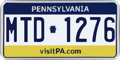 PA license plate MTD1276