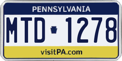 PA license plate MTD1278