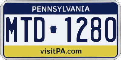 PA license plate MTD1280
