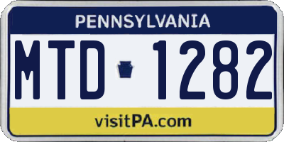 PA license plate MTD1282