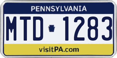 PA license plate MTD1283