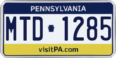PA license plate MTD1285