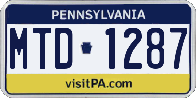 PA license plate MTD1287