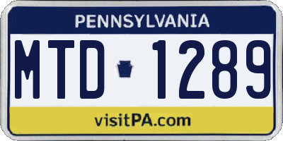 PA license plate MTD1289