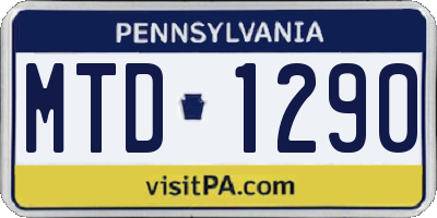 PA license plate MTD1290