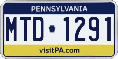 PA license plate MTD1291