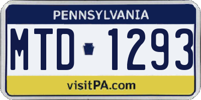 PA license plate MTD1293