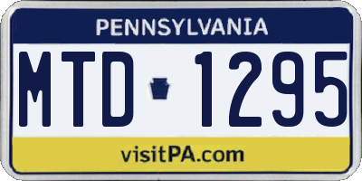 PA license plate MTD1295
