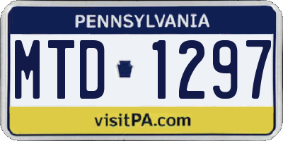 PA license plate MTD1297