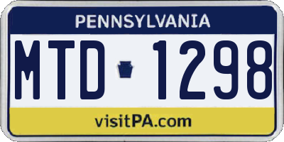 PA license plate MTD1298