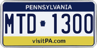 PA license plate MTD1300
