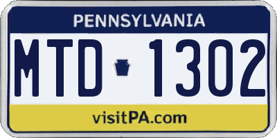 PA license plate MTD1302