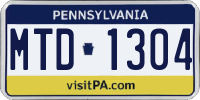 PA license plate MTD1304