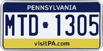 PA license plate MTD1305