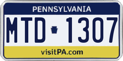 PA license plate MTD1307
