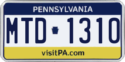 PA license plate MTD1310