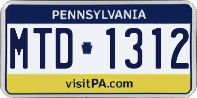 PA license plate MTD1312