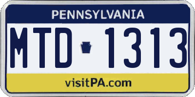 PA license plate MTD1313