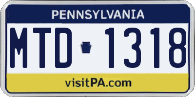 PA license plate MTD1318