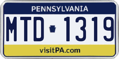PA license plate MTD1319