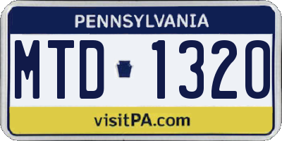 PA license plate MTD1320