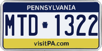PA license plate MTD1322