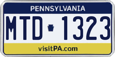 PA license plate MTD1323