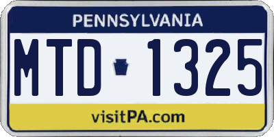 PA license plate MTD1325