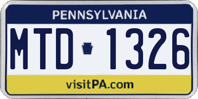 PA license plate MTD1326