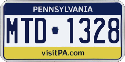 PA license plate MTD1328