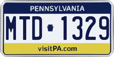 PA license plate MTD1329
