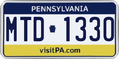 PA license plate MTD1330
