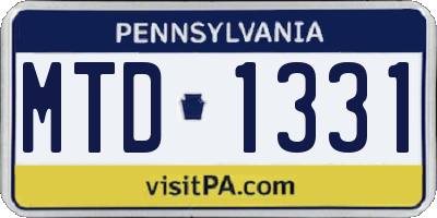 PA license plate MTD1331