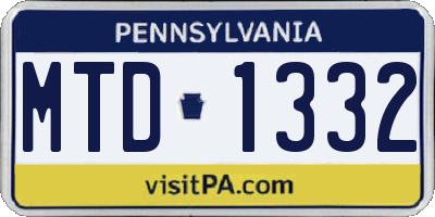 PA license plate MTD1332