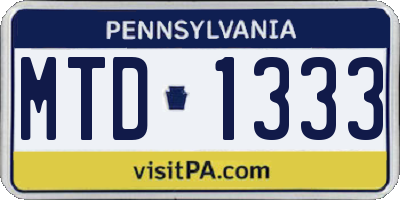 PA license plate MTD1333