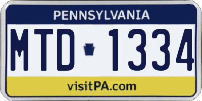 PA license plate MTD1334