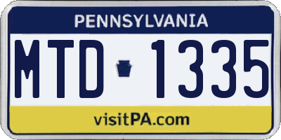 PA license plate MTD1335