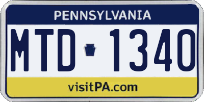 PA license plate MTD1340