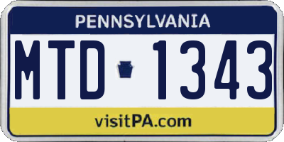 PA license plate MTD1343