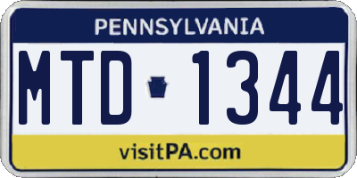 PA license plate MTD1344