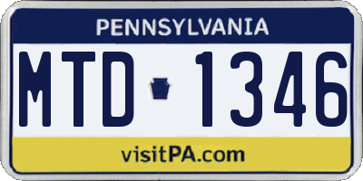 PA license plate MTD1346