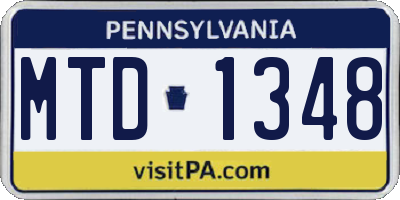 PA license plate MTD1348