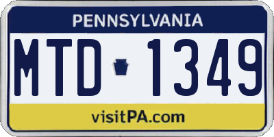 PA license plate MTD1349