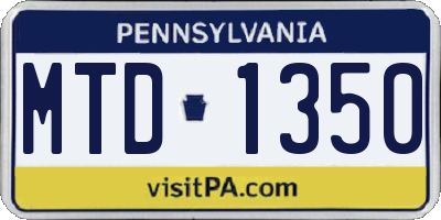 PA license plate MTD1350