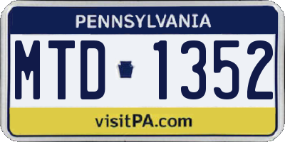 PA license plate MTD1352