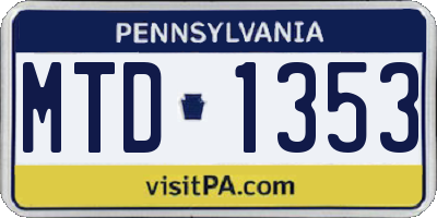 PA license plate MTD1353
