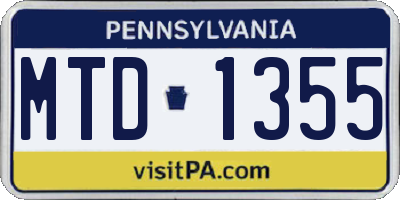 PA license plate MTD1355