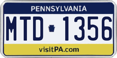 PA license plate MTD1356