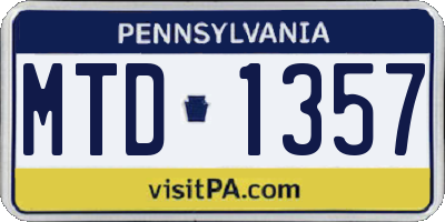 PA license plate MTD1357