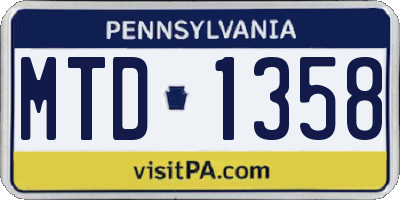 PA license plate MTD1358
